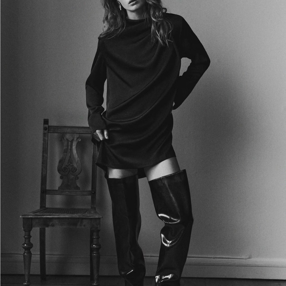Black Long-Sleeve Mini Dress